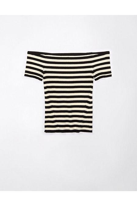 AE Cropped Ribbed Off-The-Shoulder Top Women's Product Image