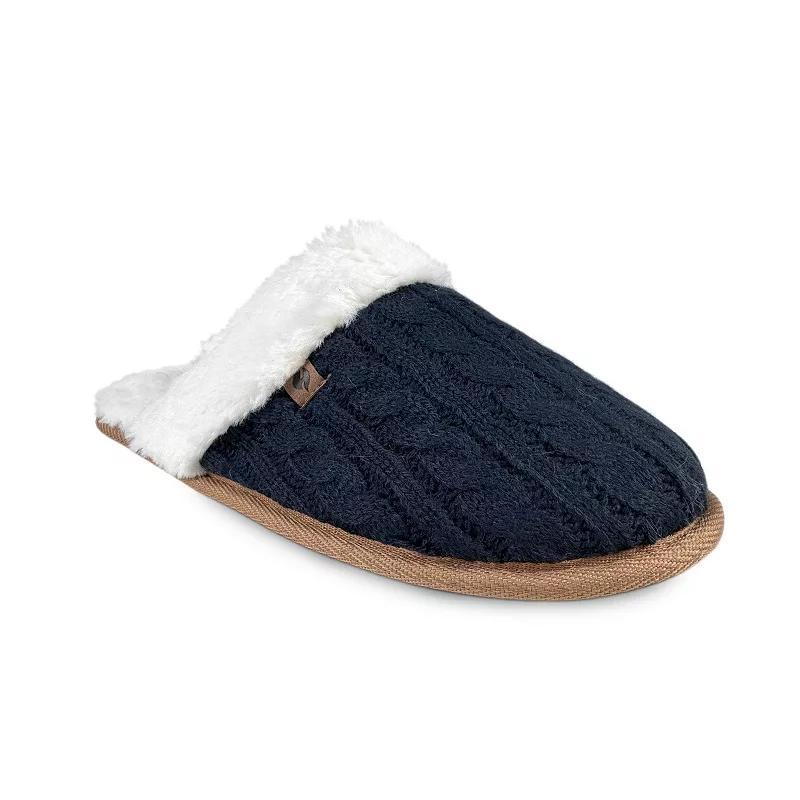 Heat Holders Womens Heatweaver Cable Knit Scuff Slippers Blue Product Image