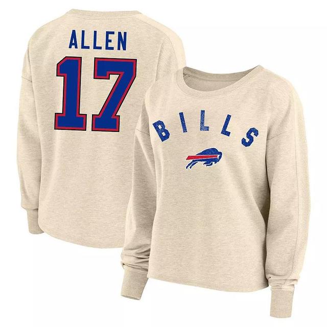 Womens Fanatics Branded Josh Allen Oatmeal Buffalo Bills Plus Size Name & Number Crew Pullover Sweatshirt Product Image