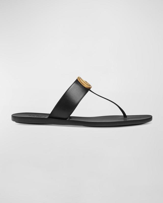 Womens Marmont Leather Thong Sandals With Double G Product Image