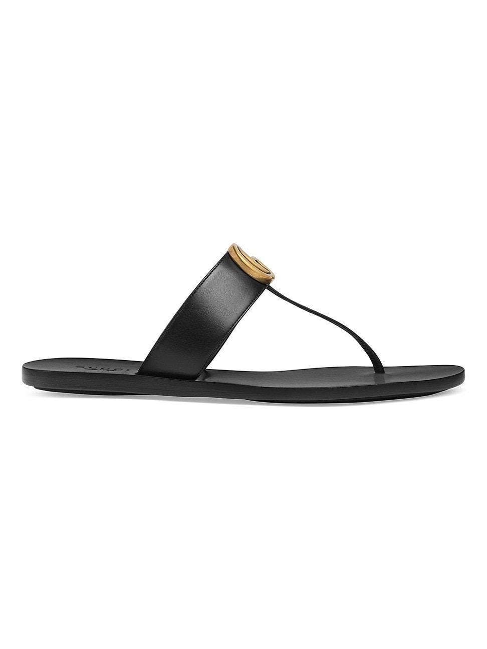 Womens Marmont Leather Thong Sandals With Double G Product Image