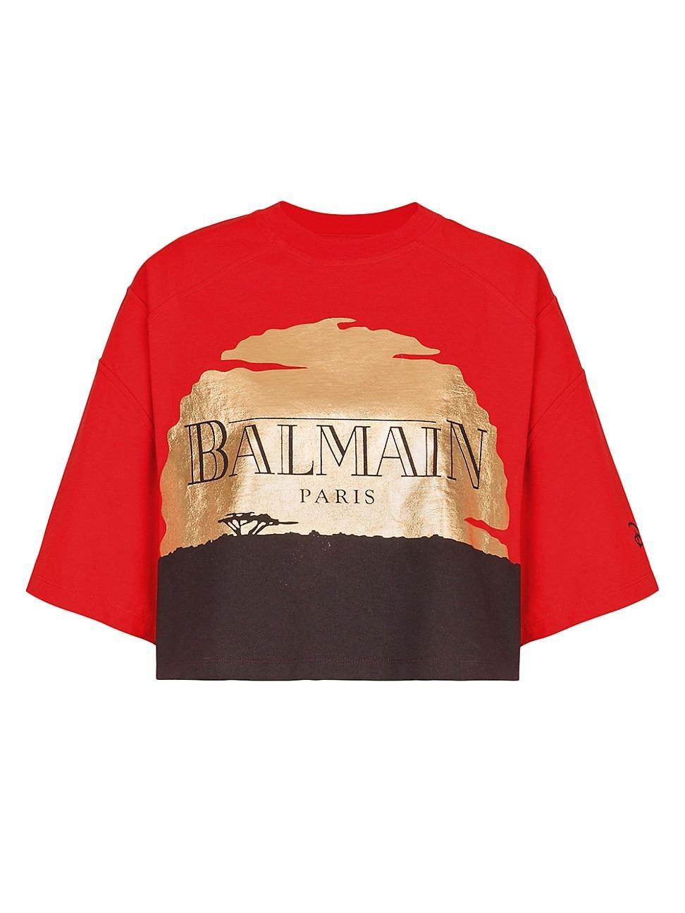 Womens Disney x Balmain: The Lion King Baseball Cotton T-Shirt Product Image