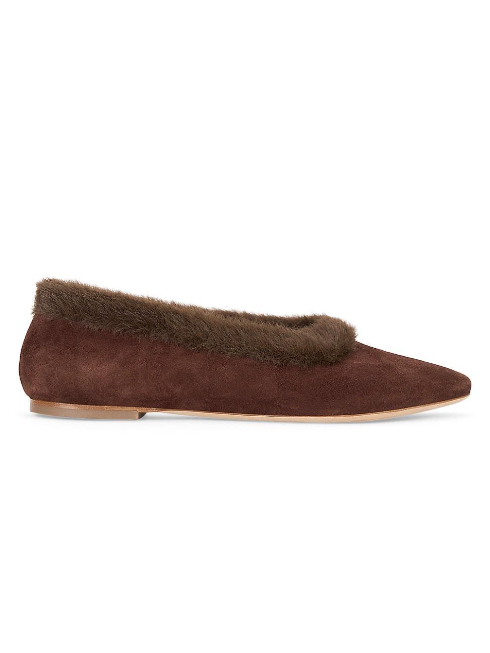 Womens Alba Faux Fur-Trimmed Ballet Flats Product Image