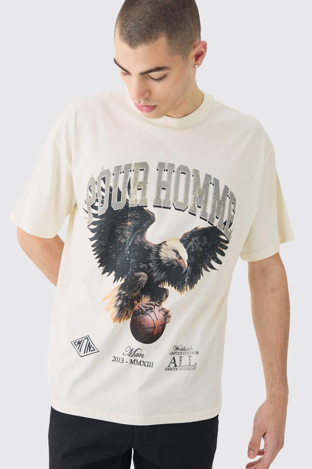 Oversized Eagle Varsity T-shirt | boohooMAN USA Product Image