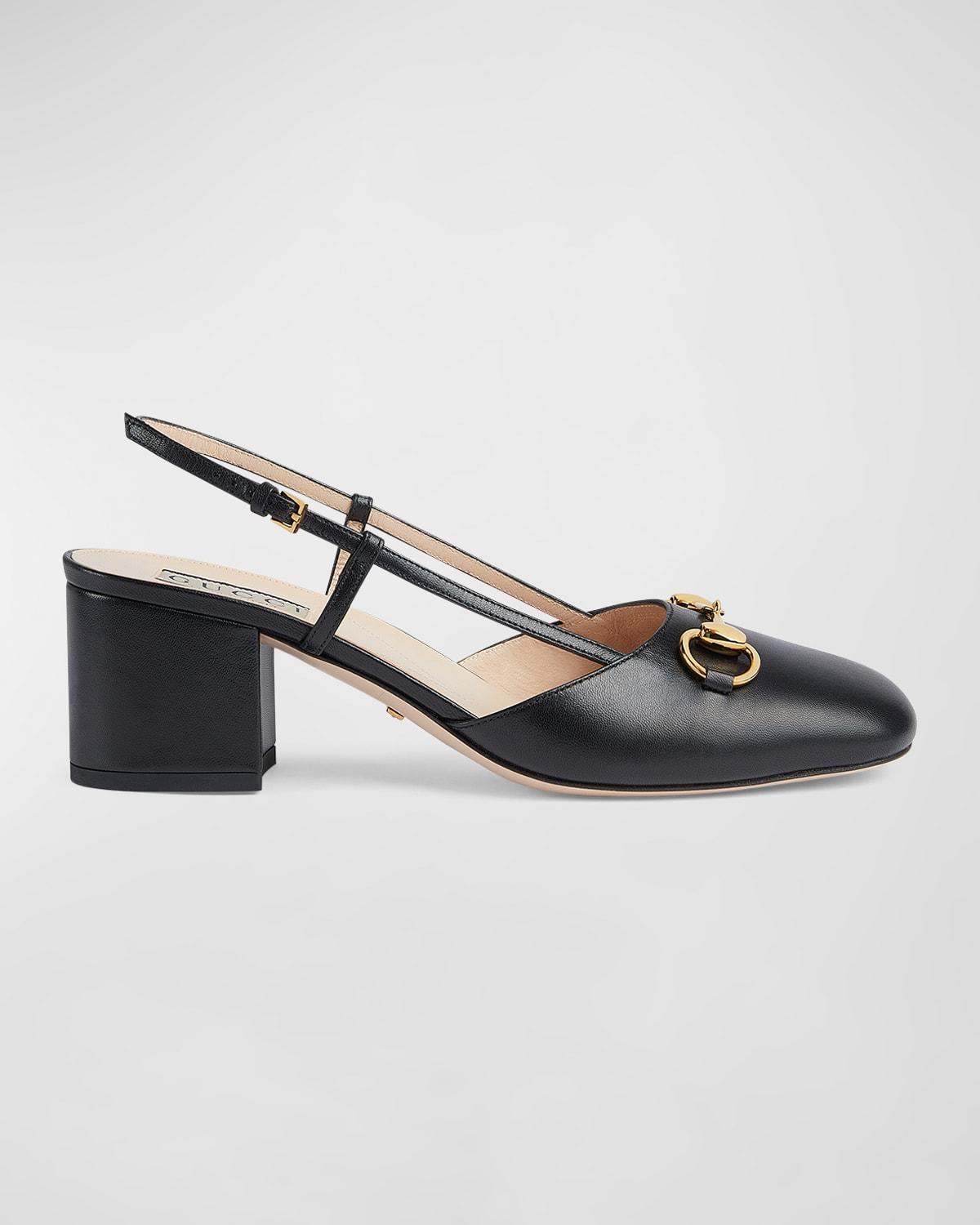 Lady Leather Horsebit Slingback Pumps Product Image