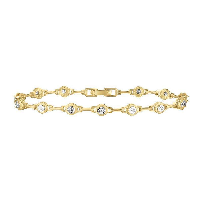 14k Gold Over Silver 1/8 Carat T.W. Diamond Bracelet, Womens Gold Tone Product Image