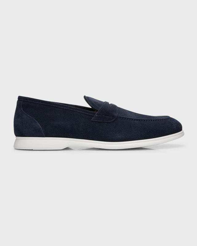 Men's Calfskin Suede Penny Loafers Product Image