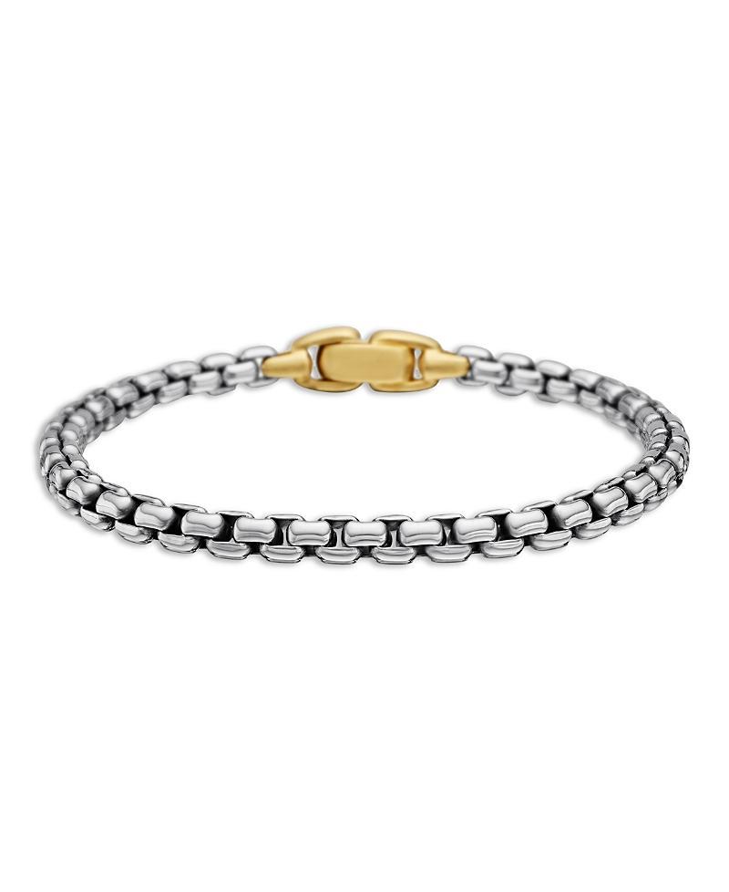 David Yurma Mens Box Chain Bracelet in Sterling Silver with 14K Yellow Gold, 5mm Product Image