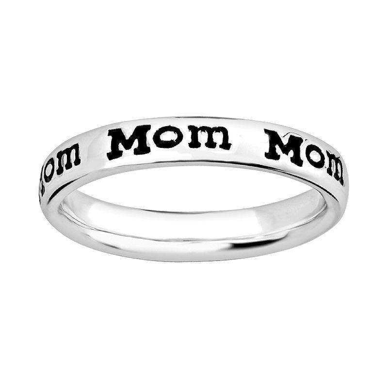 Stacks & Stones Sterling Silver Mom Stack Ring, Womens Black Product Image