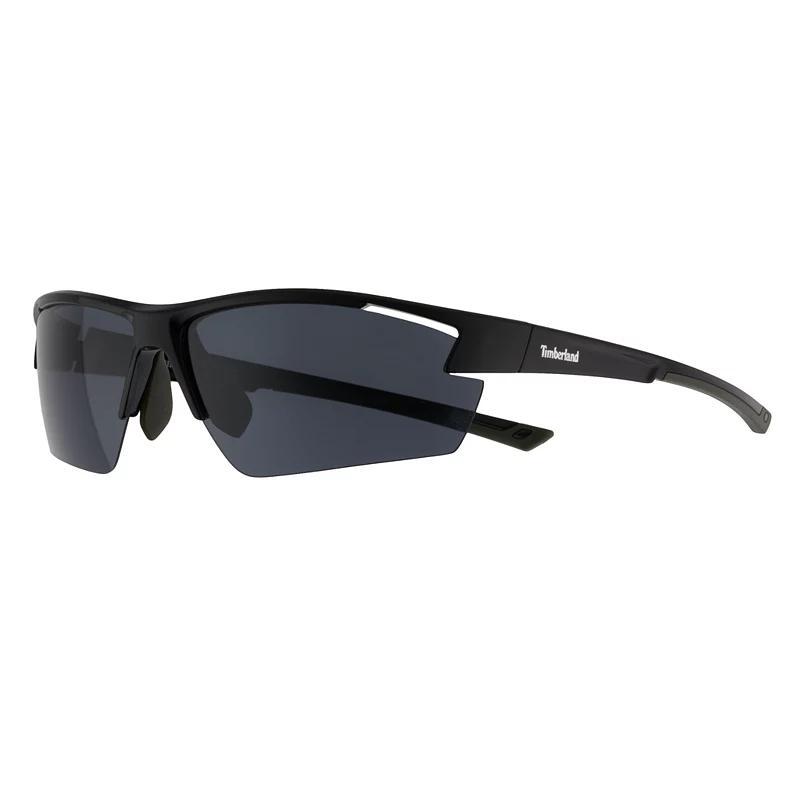 Mens Timberland 74mm Polarized Semi-Rimless Sport Wrap Frame Sunglasses Product Image