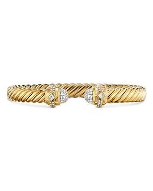 Womens Cablespira Oval Bracelet In 18K Yellow Gold With Pav Diamonds, 7MM Product Image