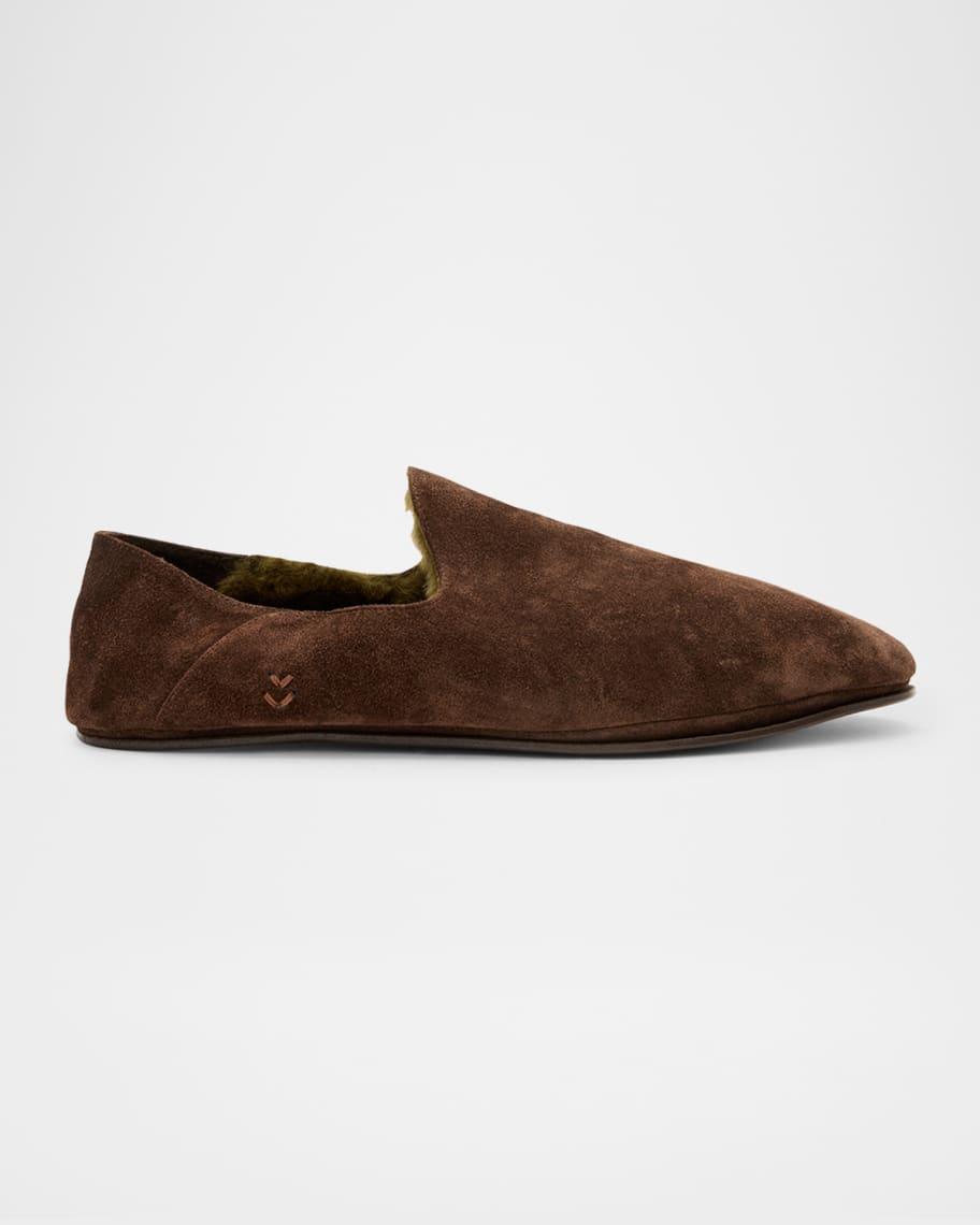 Men's Lodge Shearling-Lined Suede Moccasins Product Image