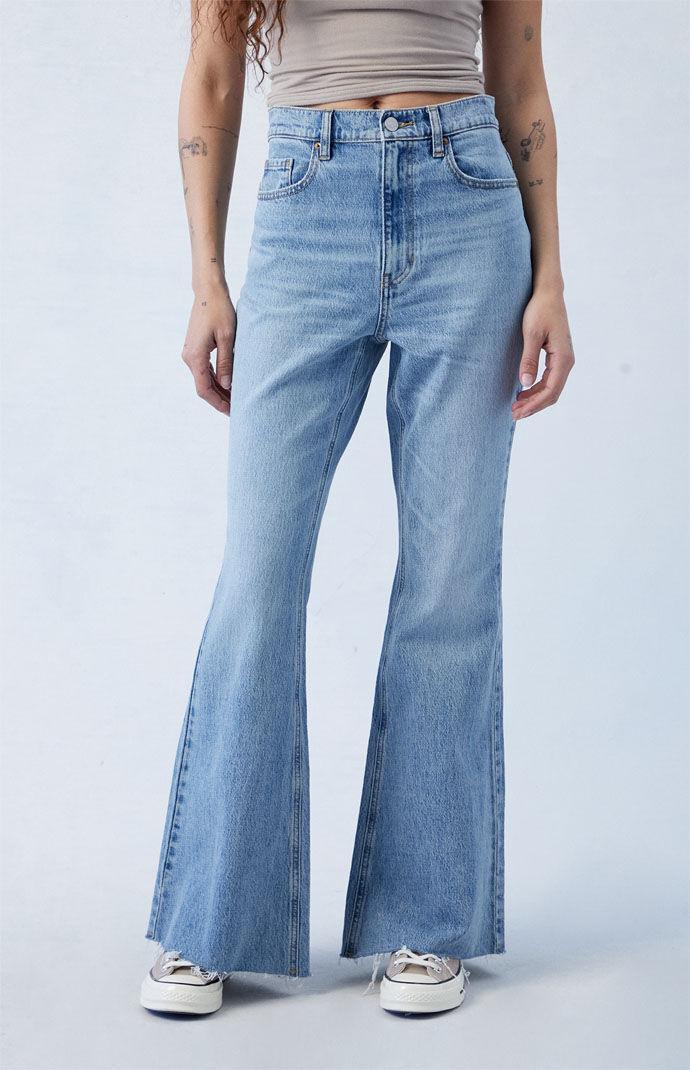 PacSun Naomi High Waist Raw Hem Wide Flare Leg Jeans Product Image