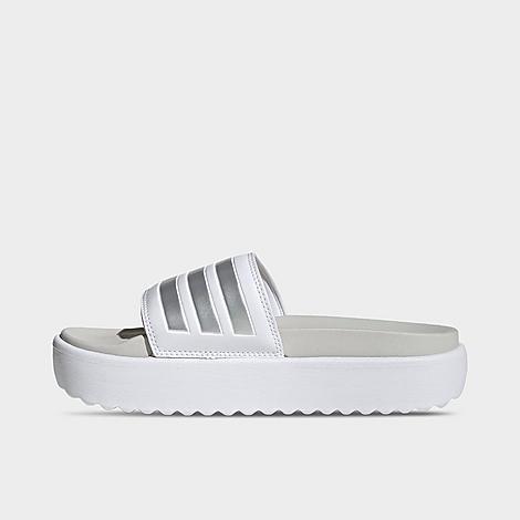 adidas Womens adidas Adilette Platform Slides - Womens Shoes Zero Metallic/White/Grey Product Image