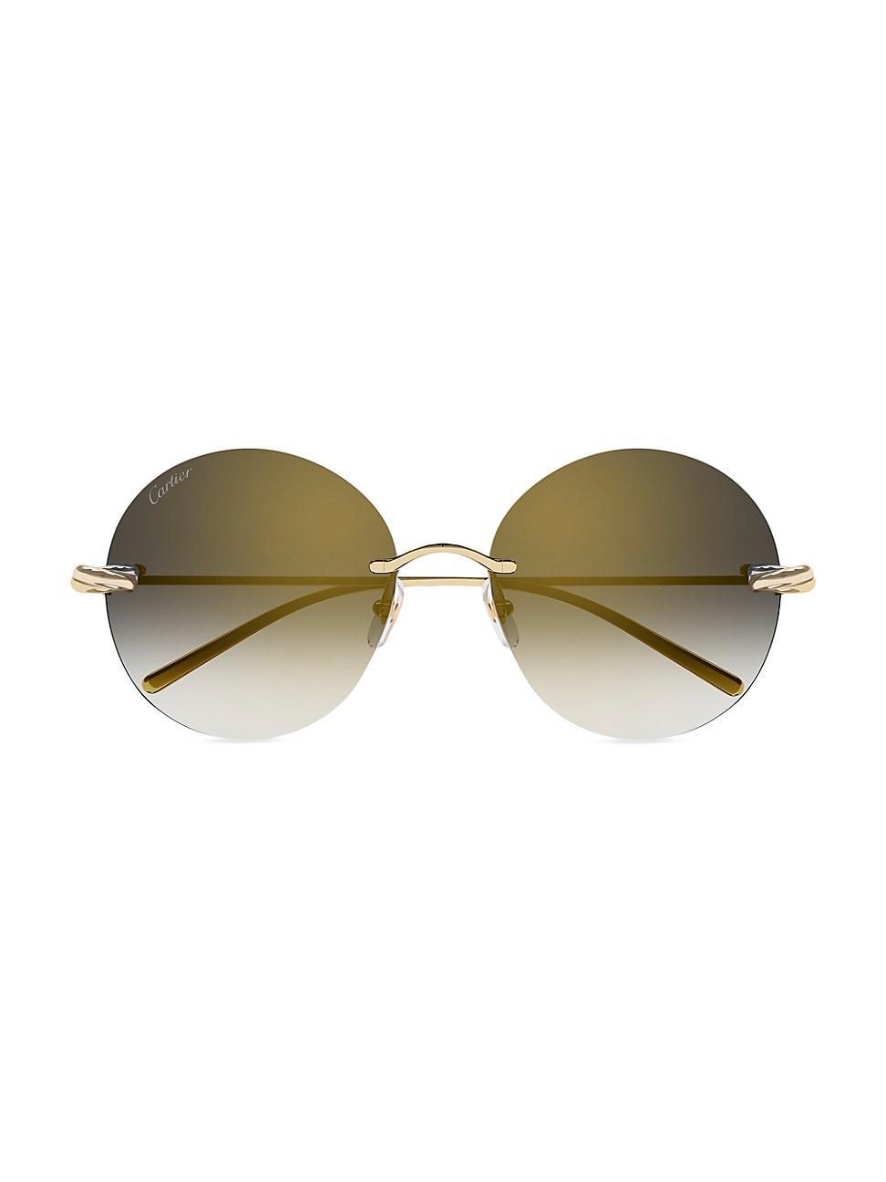 Womens Trinity 60MM 24K Gold, Rose Gold, & Platinum-Plated Metal Rimless Round Sunglasses Product Image