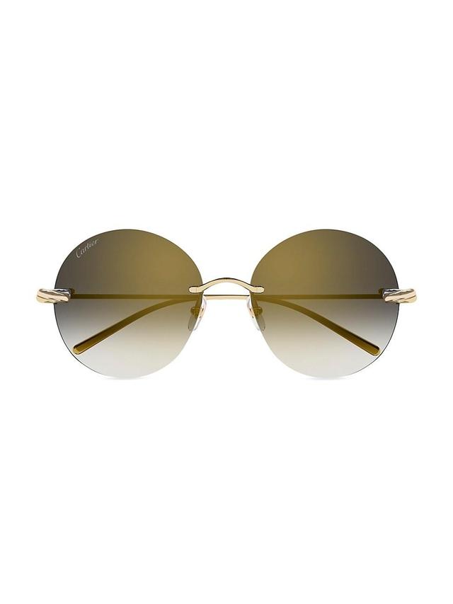 Womens Trinity 60MM 24K Gold, Rose Gold, & Platinum-Plated Metal Rimless Round Sunglasses Product Image