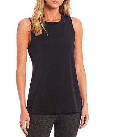 Ali Miles Crepe Luxe Sleeveless Round Neck Tank Product Image