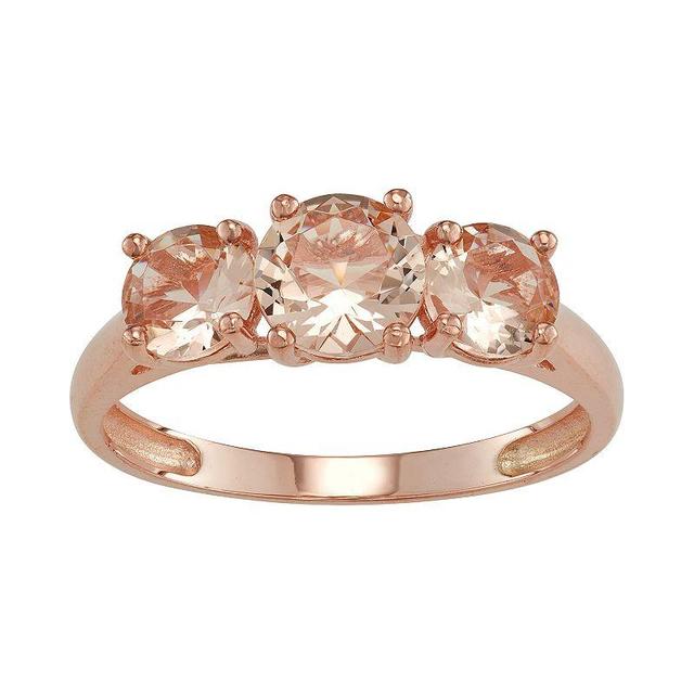 Designs by Gioelli 10k Rose Gold Simulated Morganite 3-Stone Ring, Womens 10k Gold Product Image