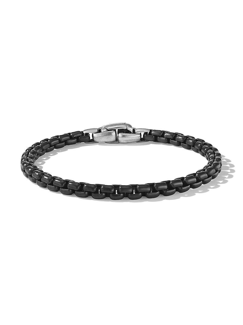 Mens Sterling Silver and Stainless Steel Box Chain Bracelet Product Image