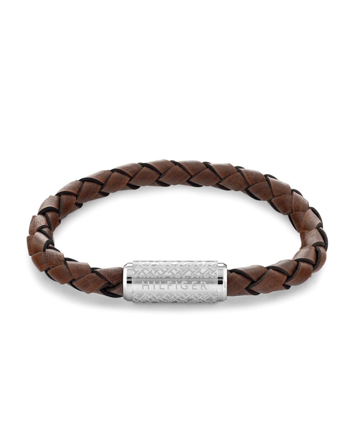 Tommy Hilfiger Mens Braided Brown Leather Bracelet Product Image