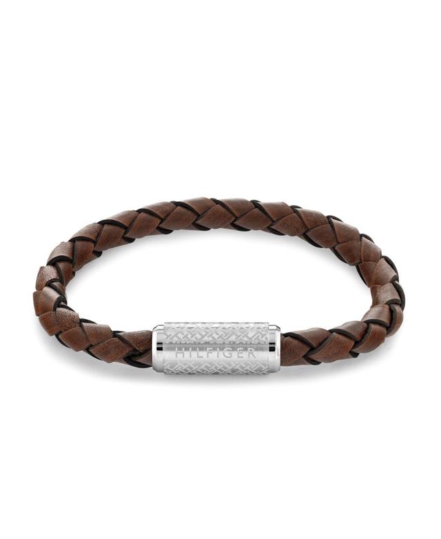 Tommy Hilfiger Mens Braided Brown Leather Bracelet Product Image