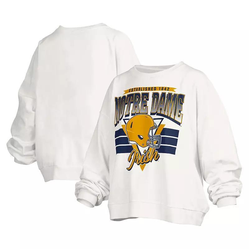 Womens Pressbox Notre Dame Fighting Irish Janice Retro Logo Oversized Pullover Sweatshirt Product Image