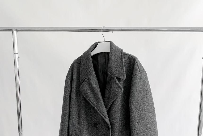 Plain Midi Double-Breasted Coat Product Image