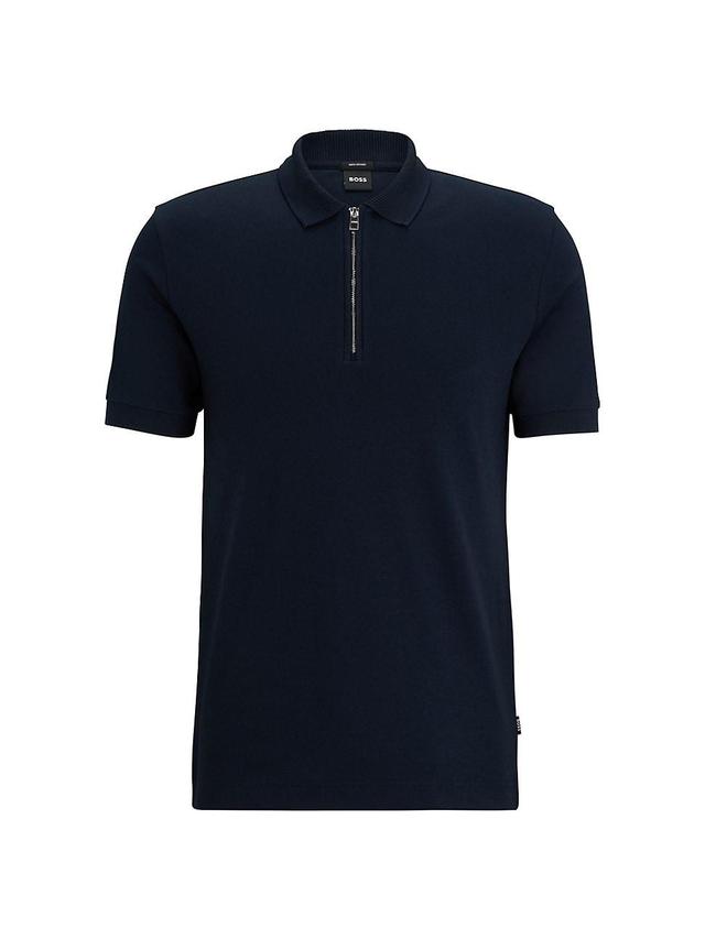 Boss by Hugo Boss Mens Zip Neck Slim-Fit Polo Shirt Product Image