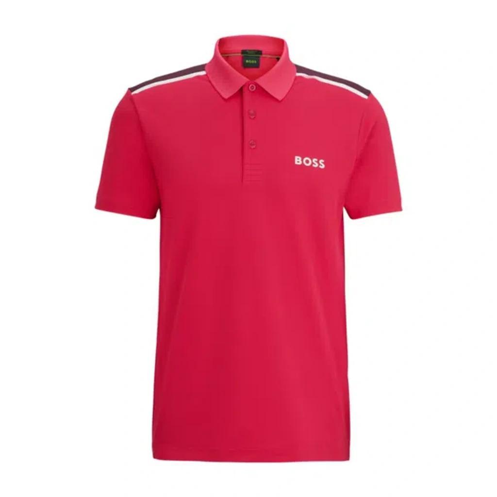 Performance-stretch Polo Shirt With Contrast Logo In Light Pink Product Image