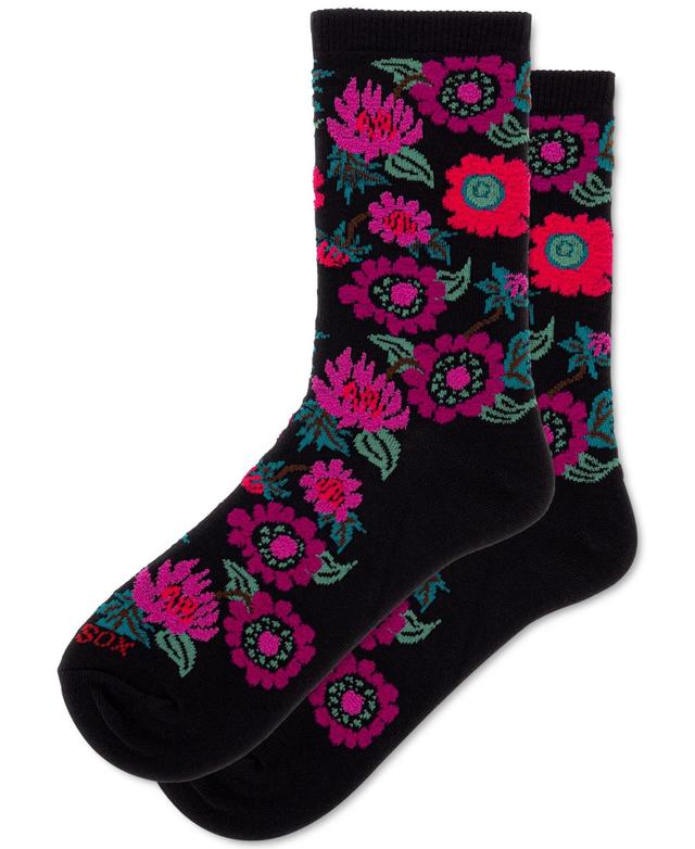 Hot Sox Womens Fuzzy Flowers Crew Socks Product Image