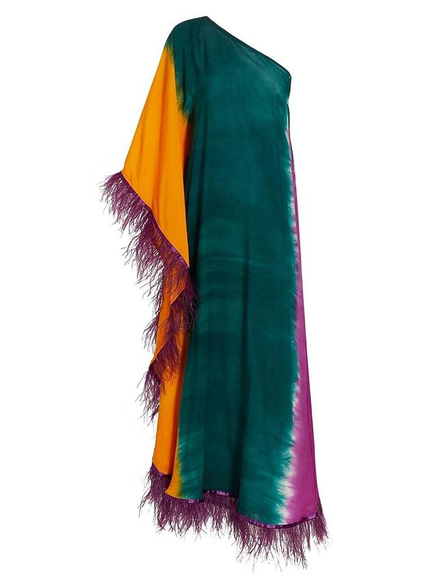 Womens Feyida Hand-Dyed Feather-Trim Maxi Dress Product Image