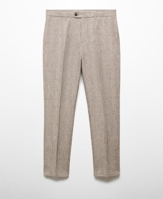 Mango Mens 100% Linen Prince Of Wales Check Trousers Product Image