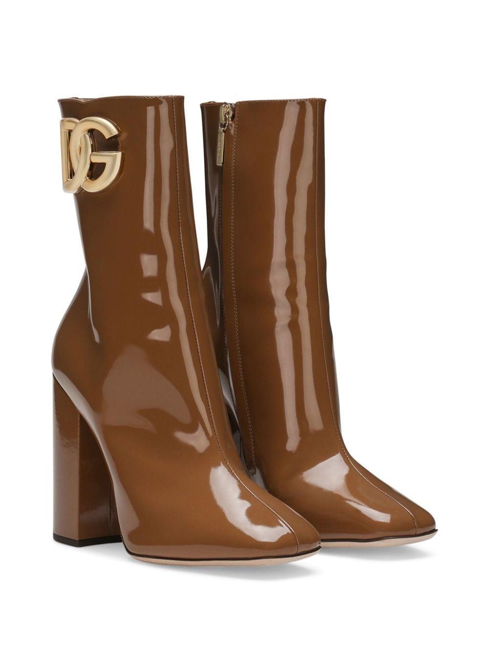 90mm Logo-plaque Leather Boots In Brown Product Image