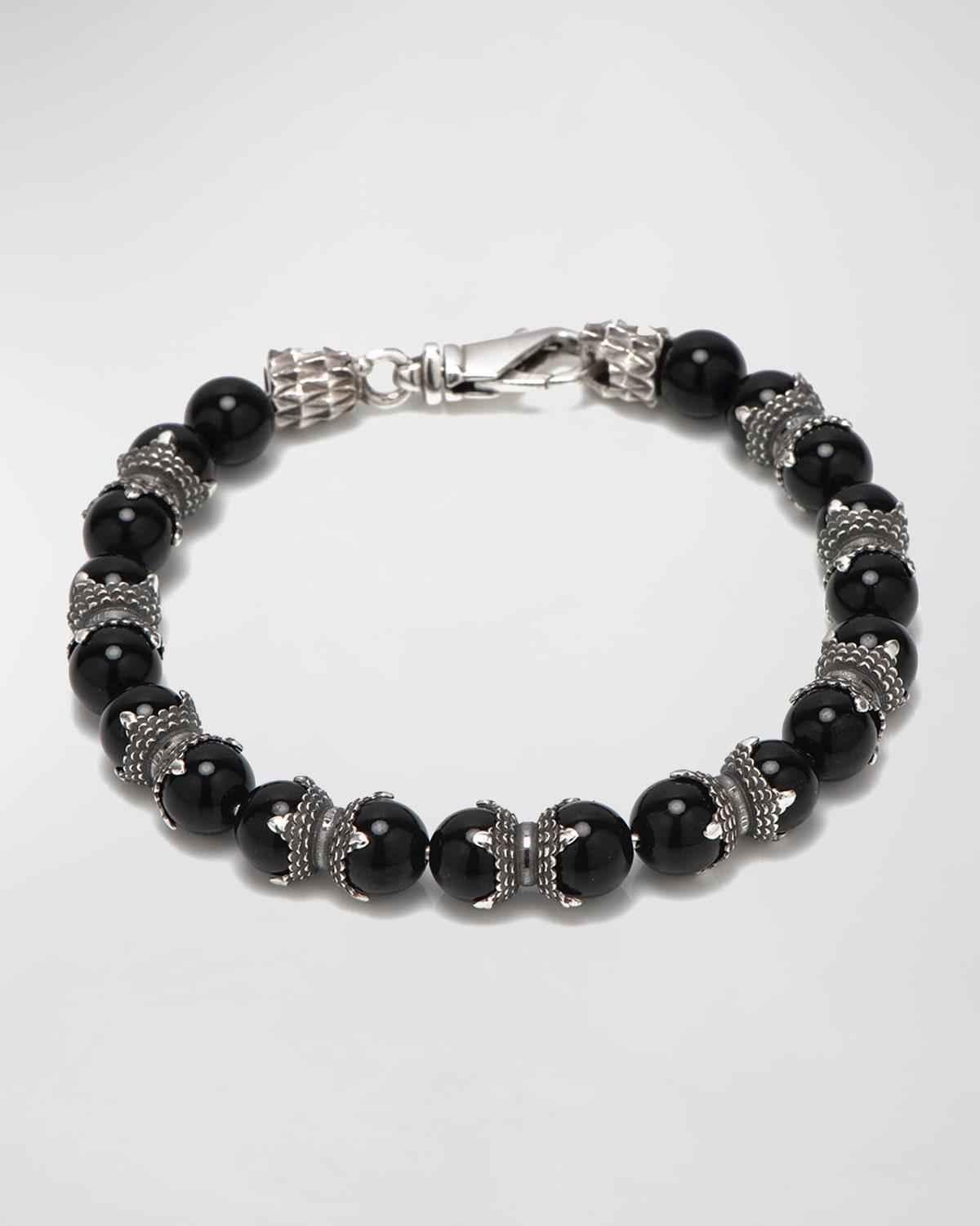 Mens Black Onyx Bead Bracelet Product Image