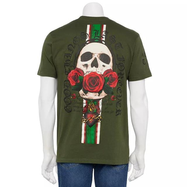 Mens GTL4 Gothic Skull & Roses Crewneck Graphic Tee Product Image