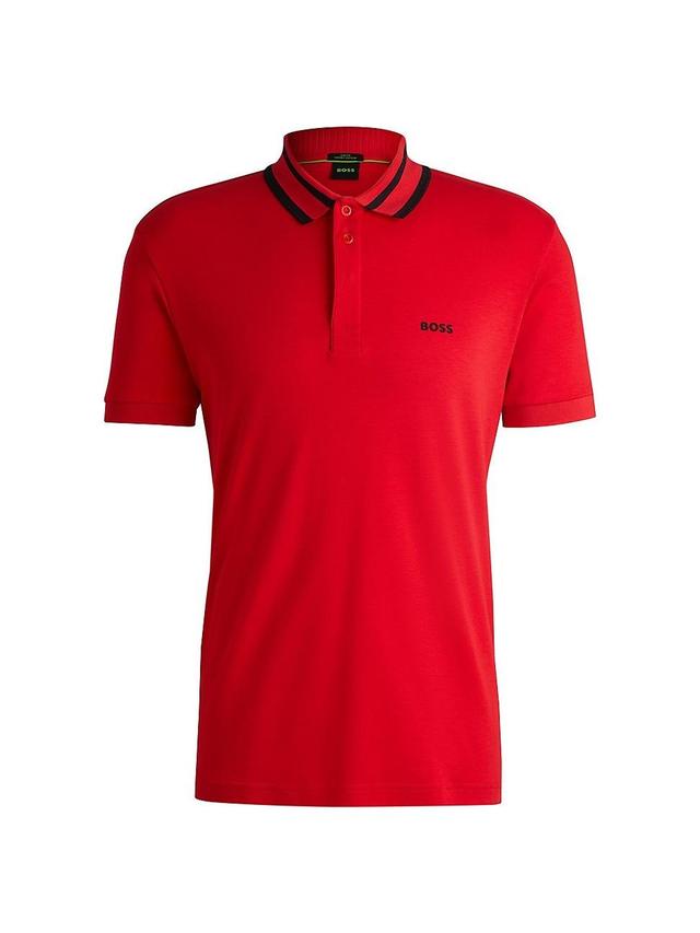 Mens Interlock-Cotton Polo Shirt with Logo Detail Product Image