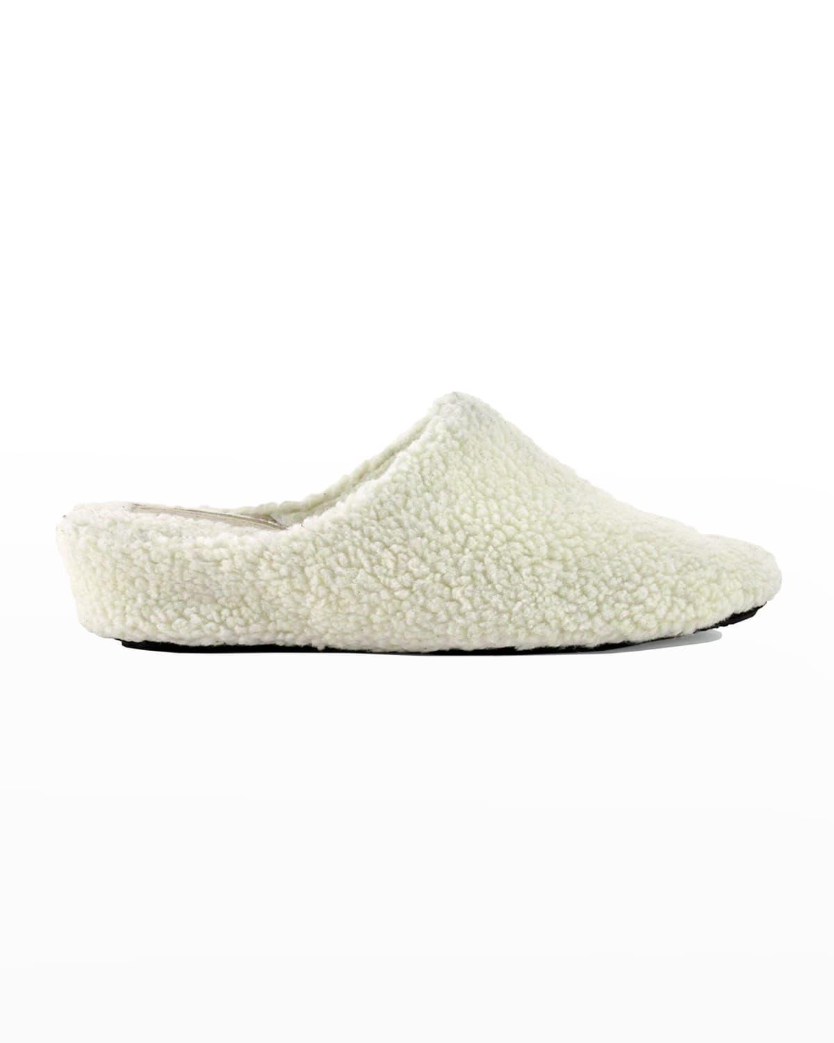 Faux-Fur Wedge Slippers Product Image