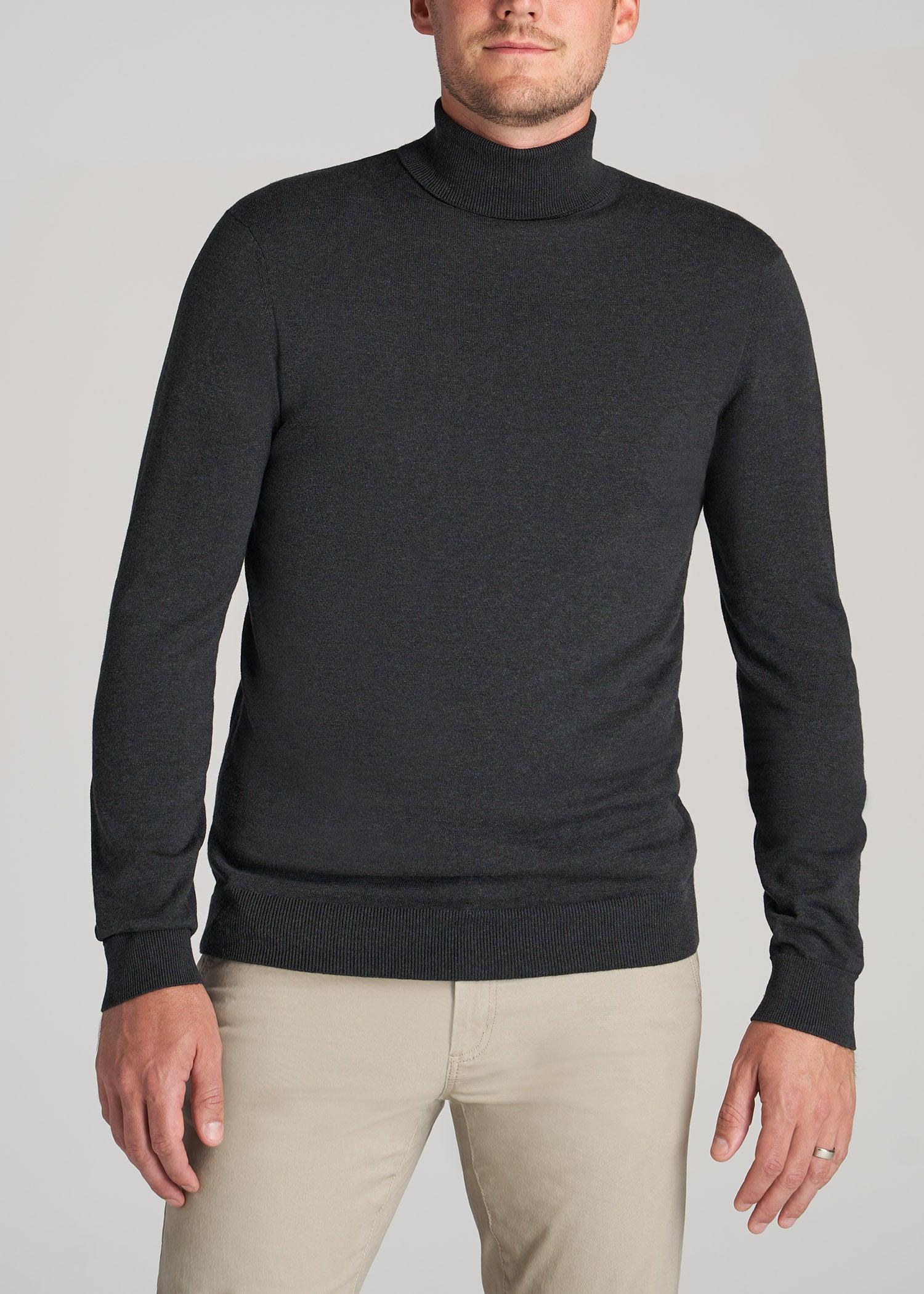 Men's Tall Turtleneck Sweater in Charcoal Mix Male Product Image