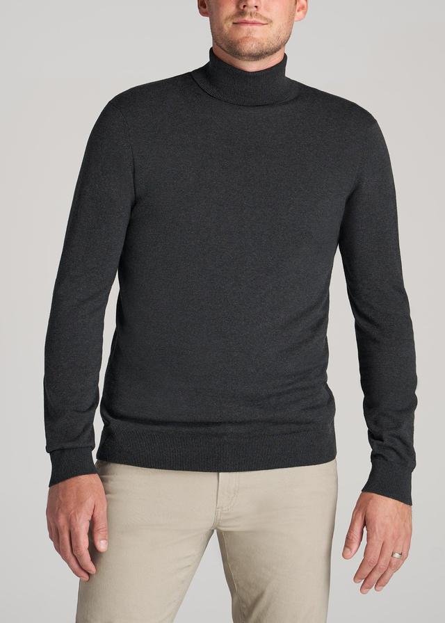 Men's Tall Turtleneck Sweater in Charcoal Mix Product Image