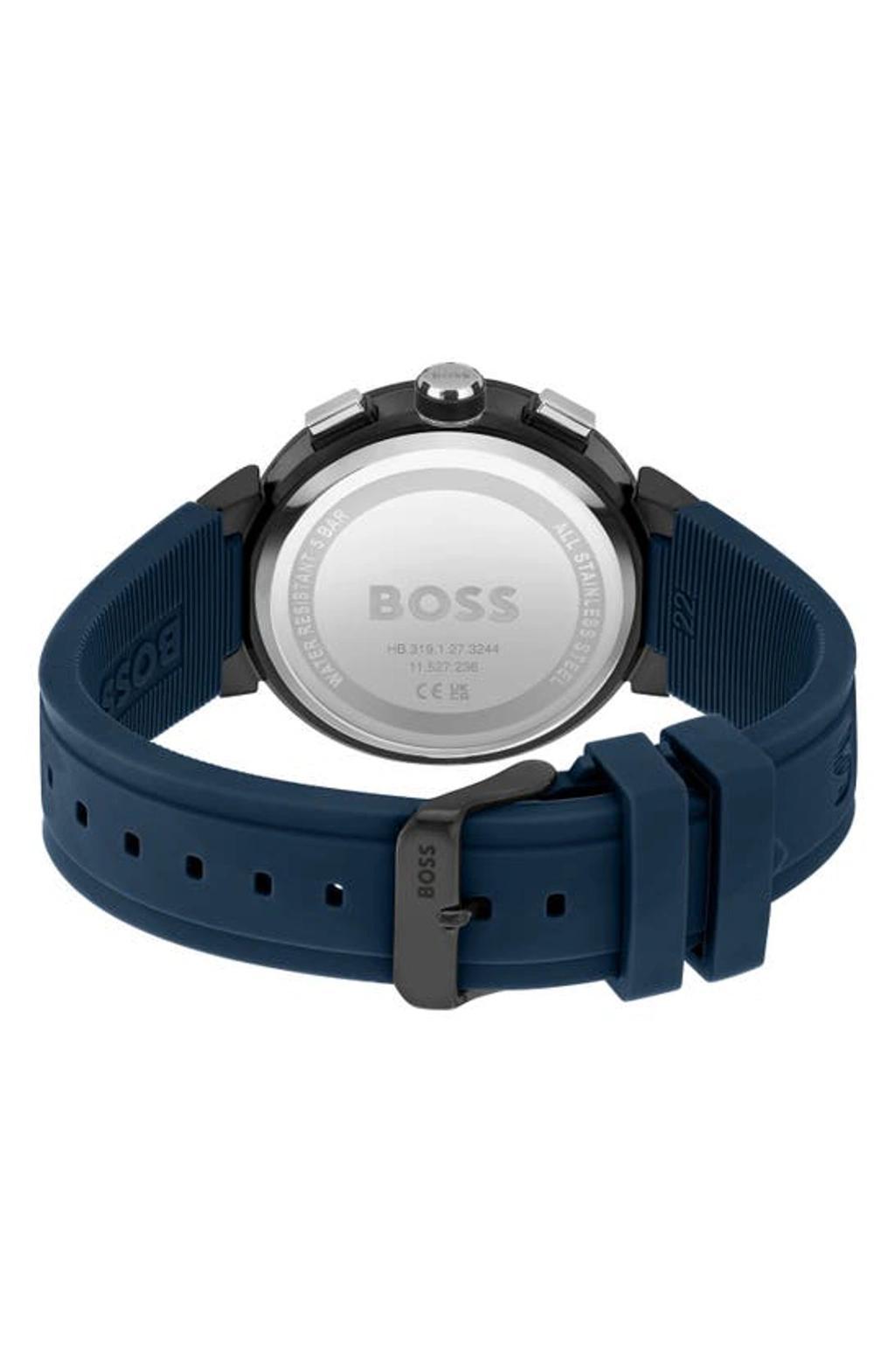 One Silicone Chronograph Watch In Black Blue Product Image