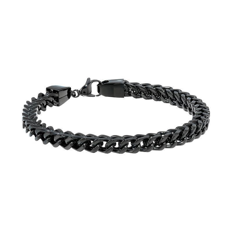 Belk & Co Mens Stainless Steel Chain Bracelet, Black, 9 In Product Image