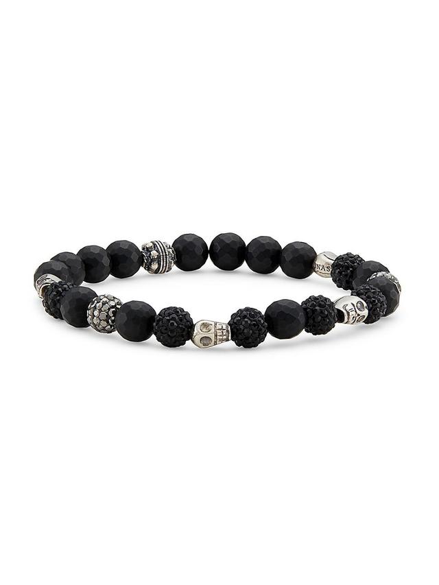 Mens Park Avenue Black Onyx, Crystal, & Sterling Silver Stretch Bracelet Product Image