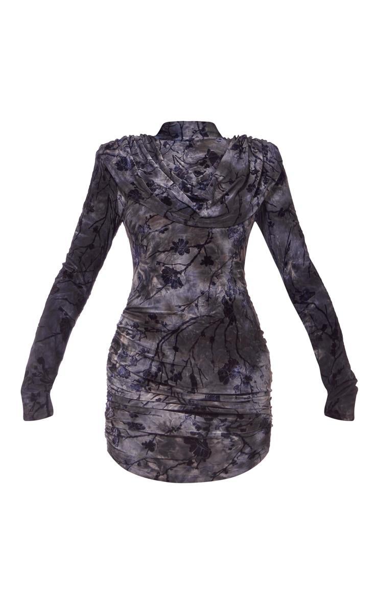 Charcoal Grey Structured Devore Soft Touch Mini Dress Product Image