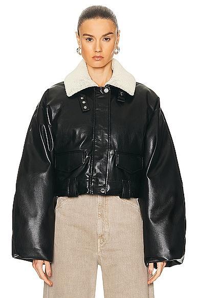 Nanushka Hollie Bomber Jacket in Black Product Image