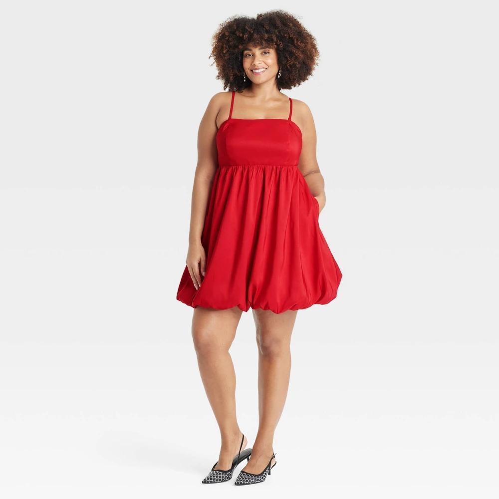 Womens Taffeta Mini Shift Dress - A New Day Red 3X product image