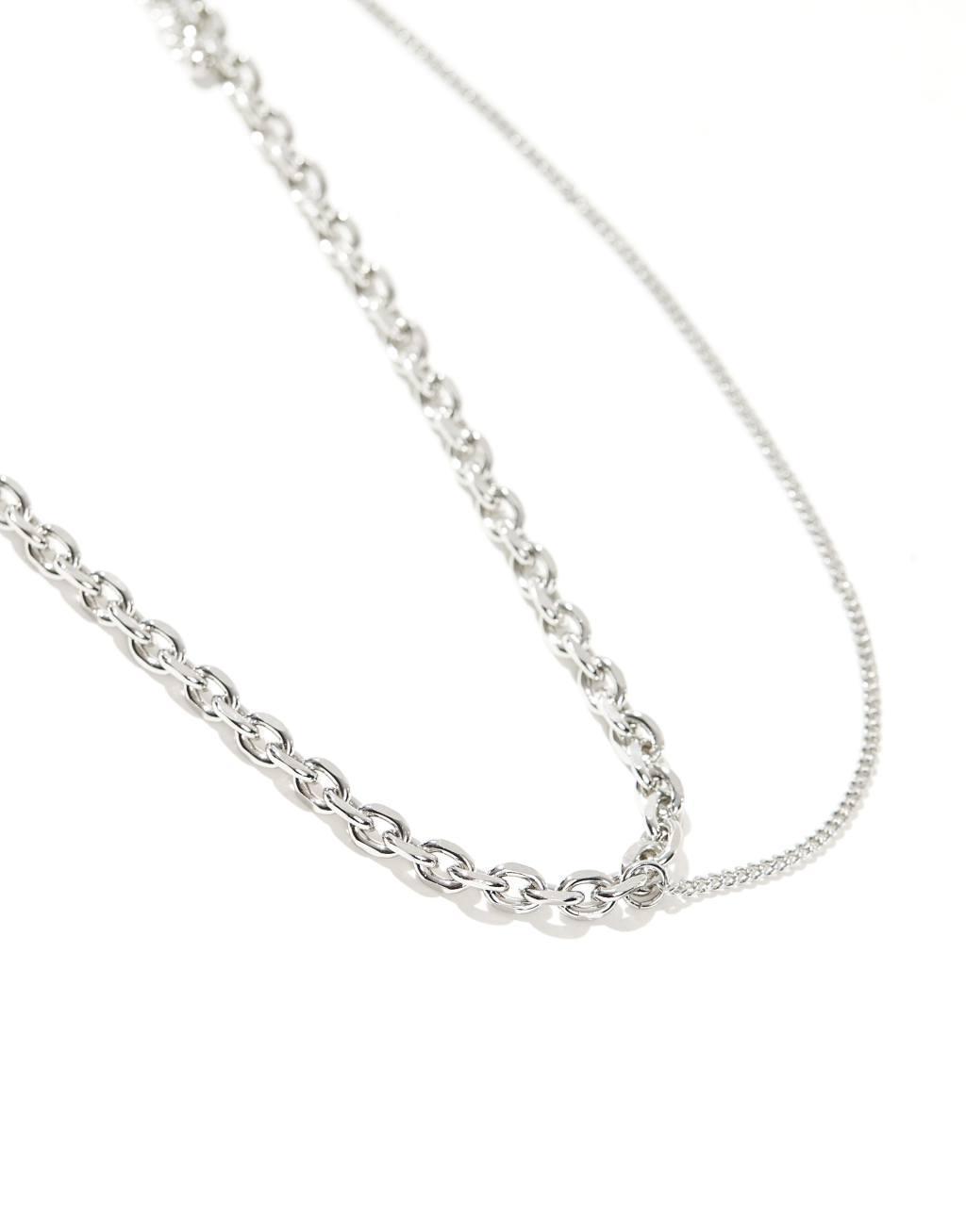 ASOS DESIGN necklace with draped chain in silver tone  Product Image