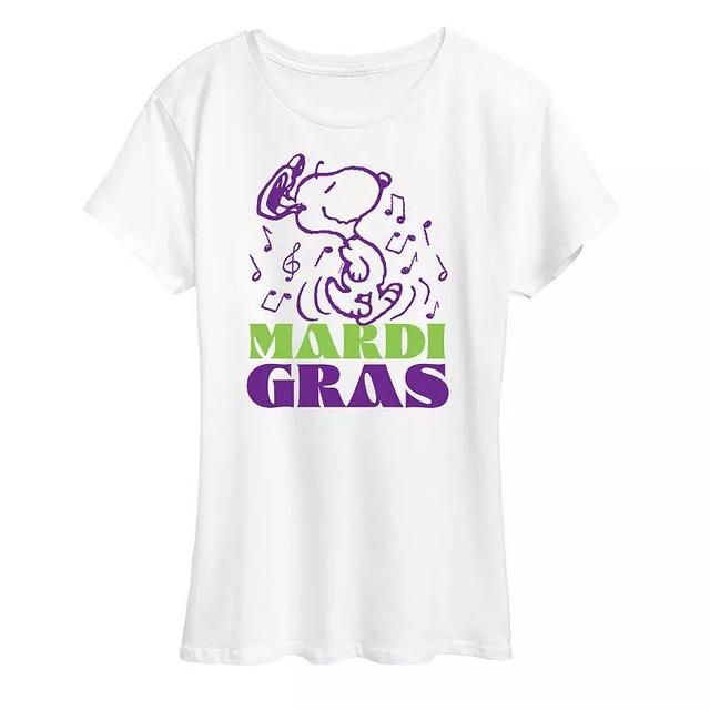 Womens Peanuts Snoopy Mardi Gras Graphic Tee Product Image