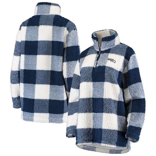 Womens G-III 4Her by Carl Banks Seattle Seahawks Sherpa Plaid Quarter-Zip Jacket Blue Product Image