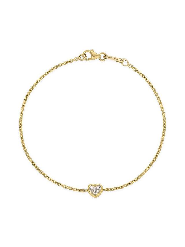 Womens 18K Yellow Gold & 0.25 TCW Diamond Heart Chain Bracelet Product Image