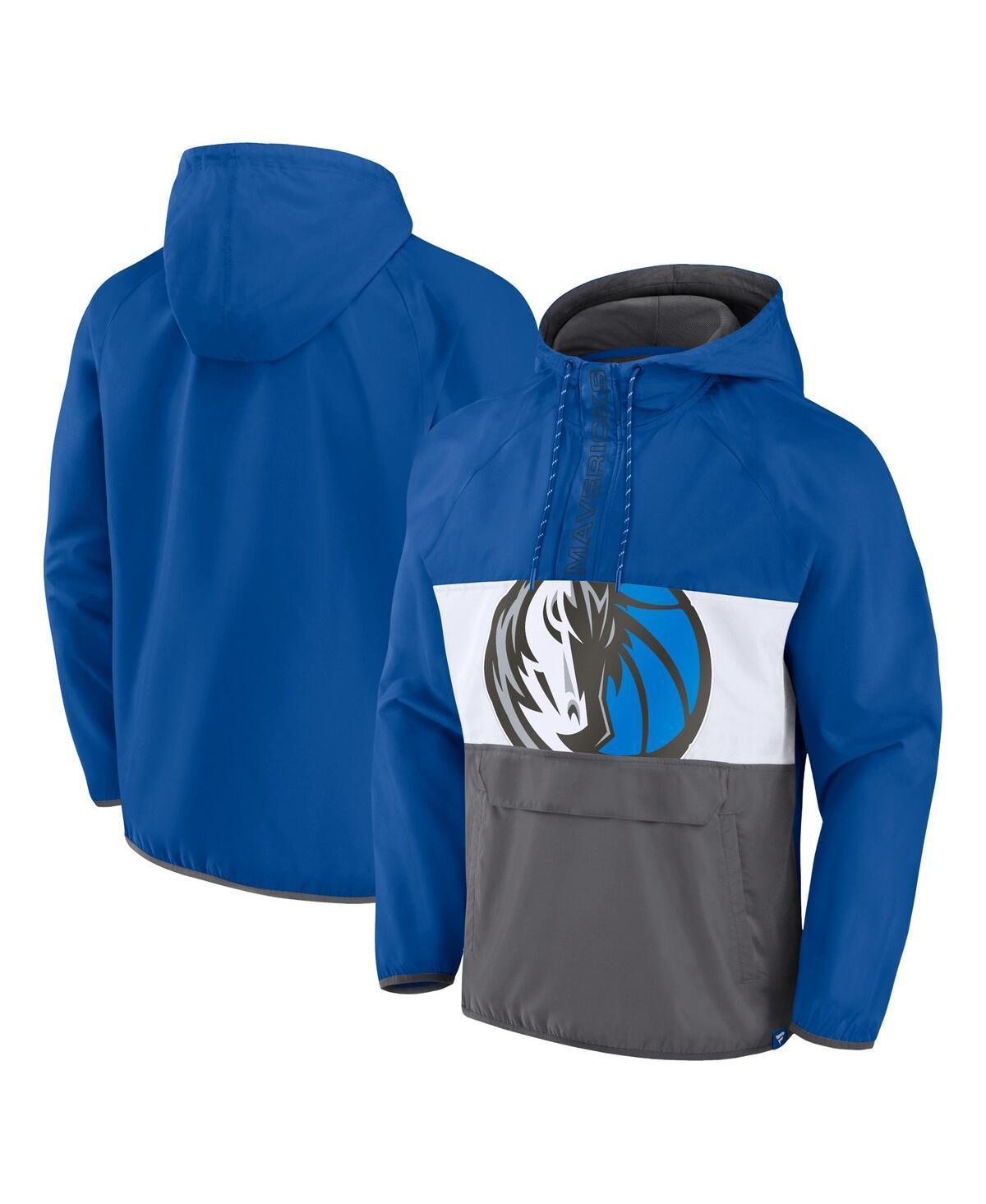 Mens Fanatics Branded /Gray Dallas Mavericks Anorak Flagrant Foul Color-Block Raglan Hoodie Half-Zip Jacket Product Image